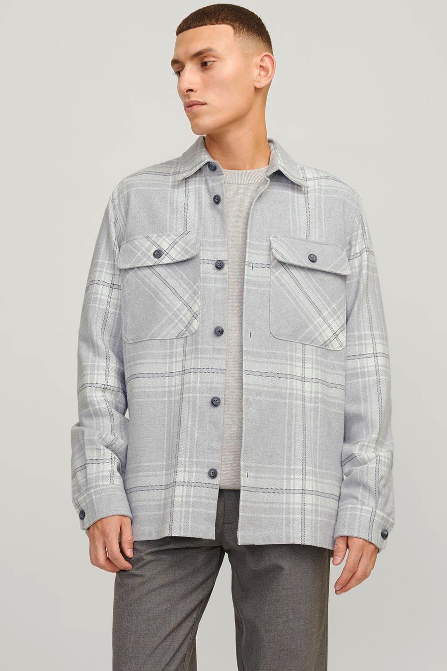 Karohemd JACK & JONES 12263647-Grey-Melange