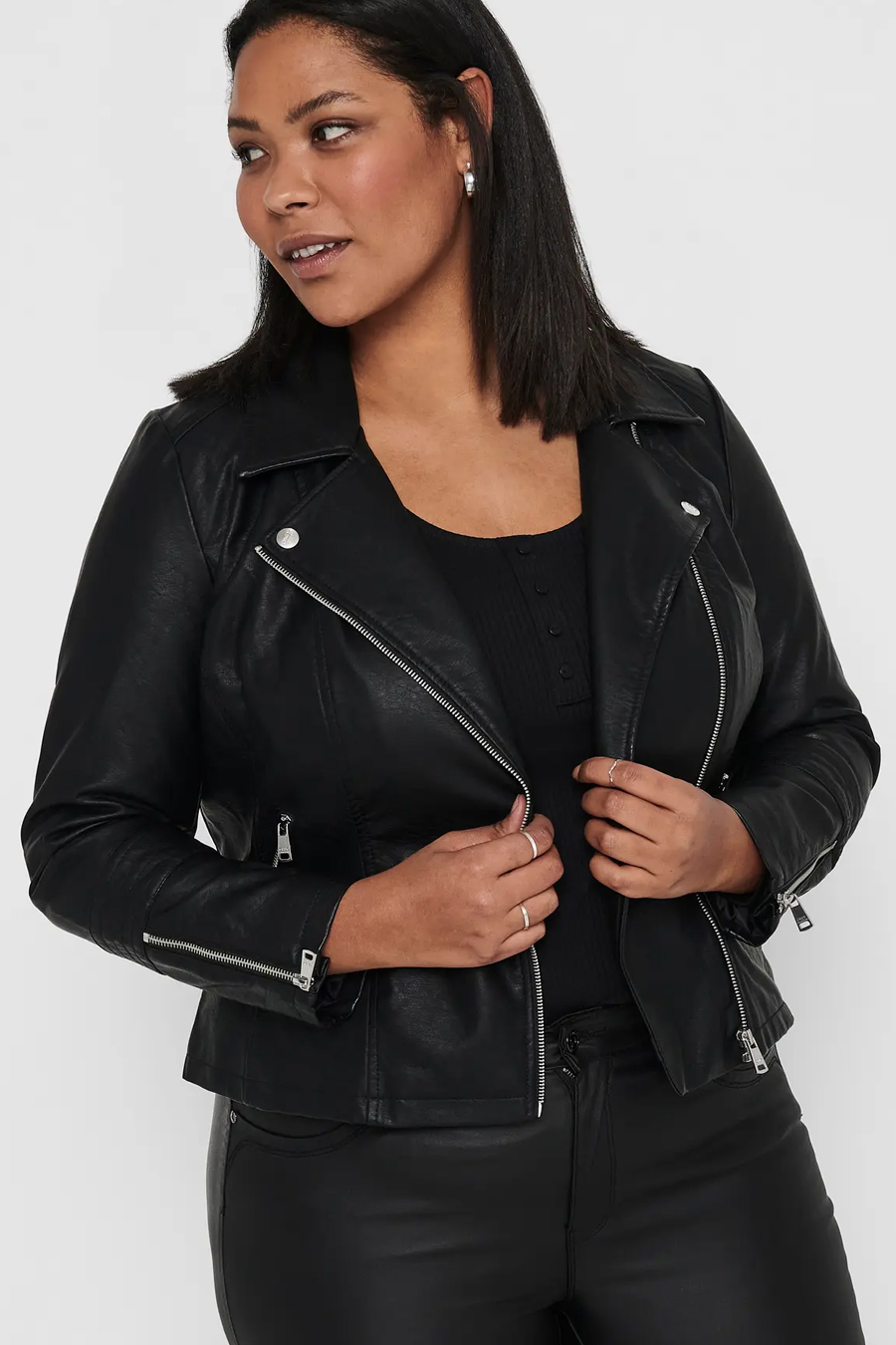 Lederjacke ONLY CARMAKOMA 15183380-Black