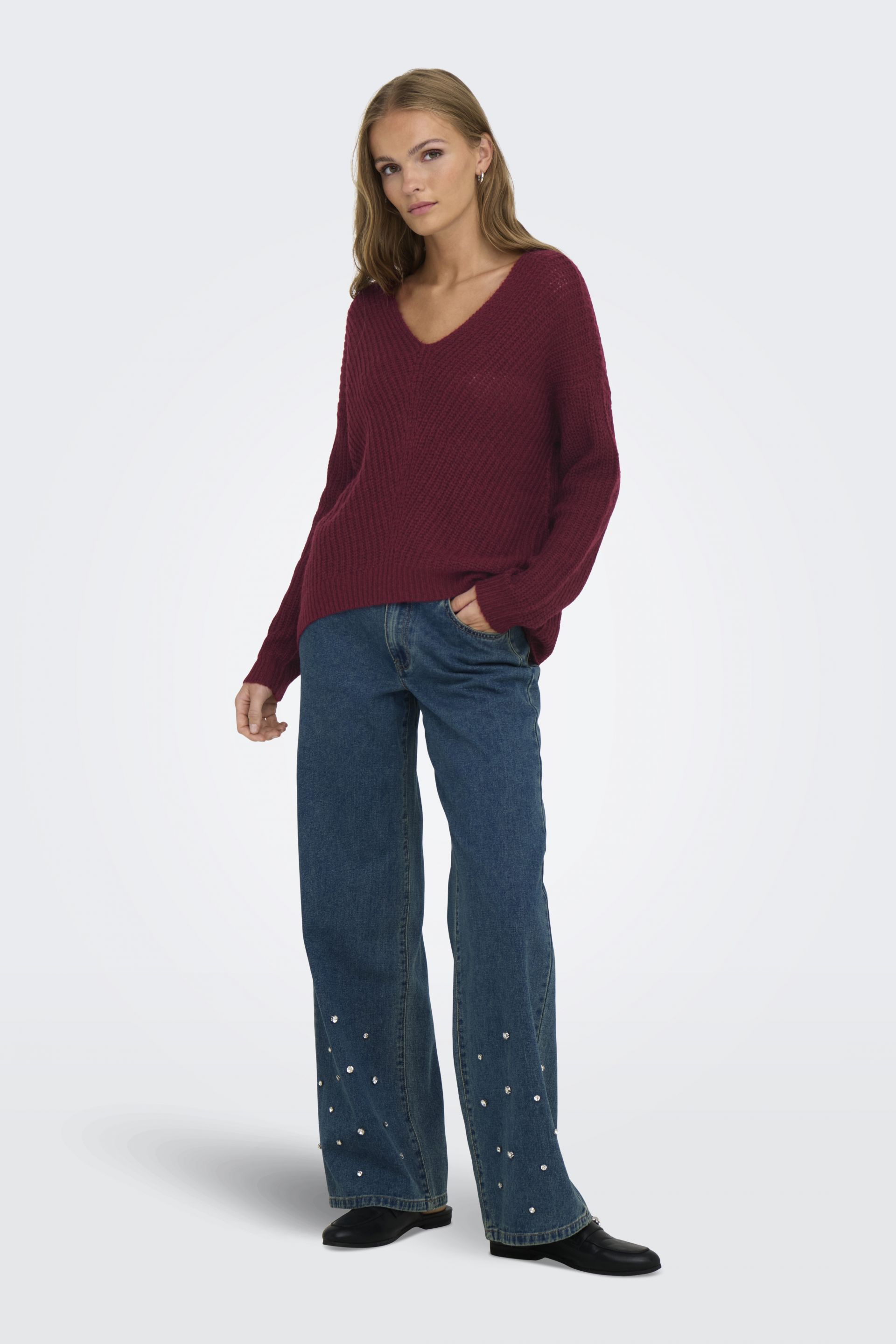 Strickpullover JACQUELINE DE YONG 15208245-Cabernet-WBP