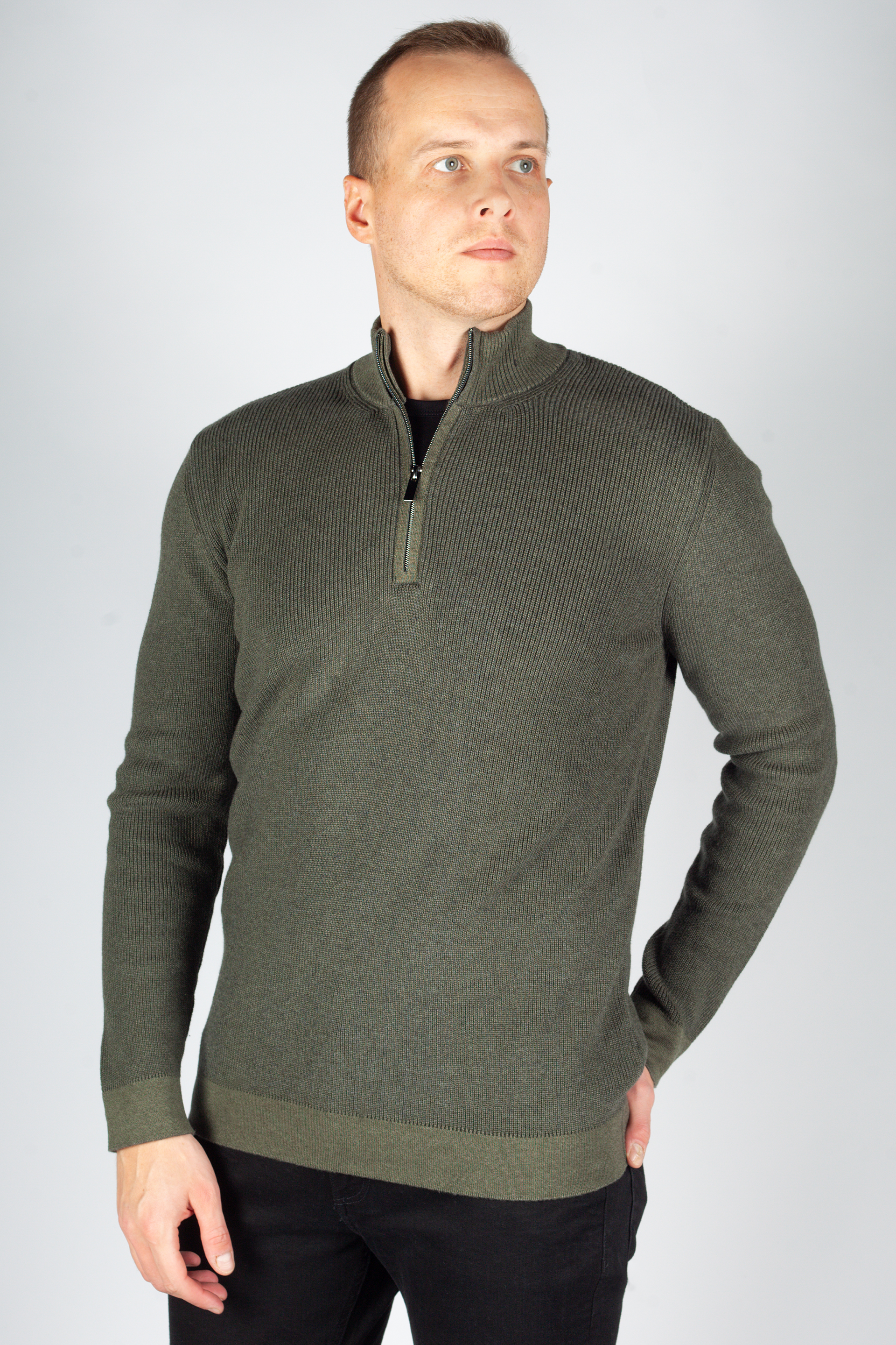 Strickpullover MCL 33812-HAKI-MELANJ