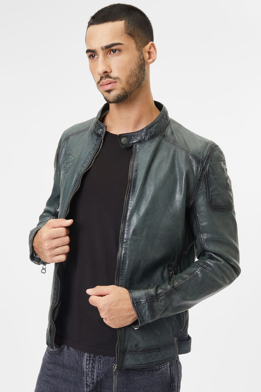 Leather jacket GIPSY 1201-0498-dark-green