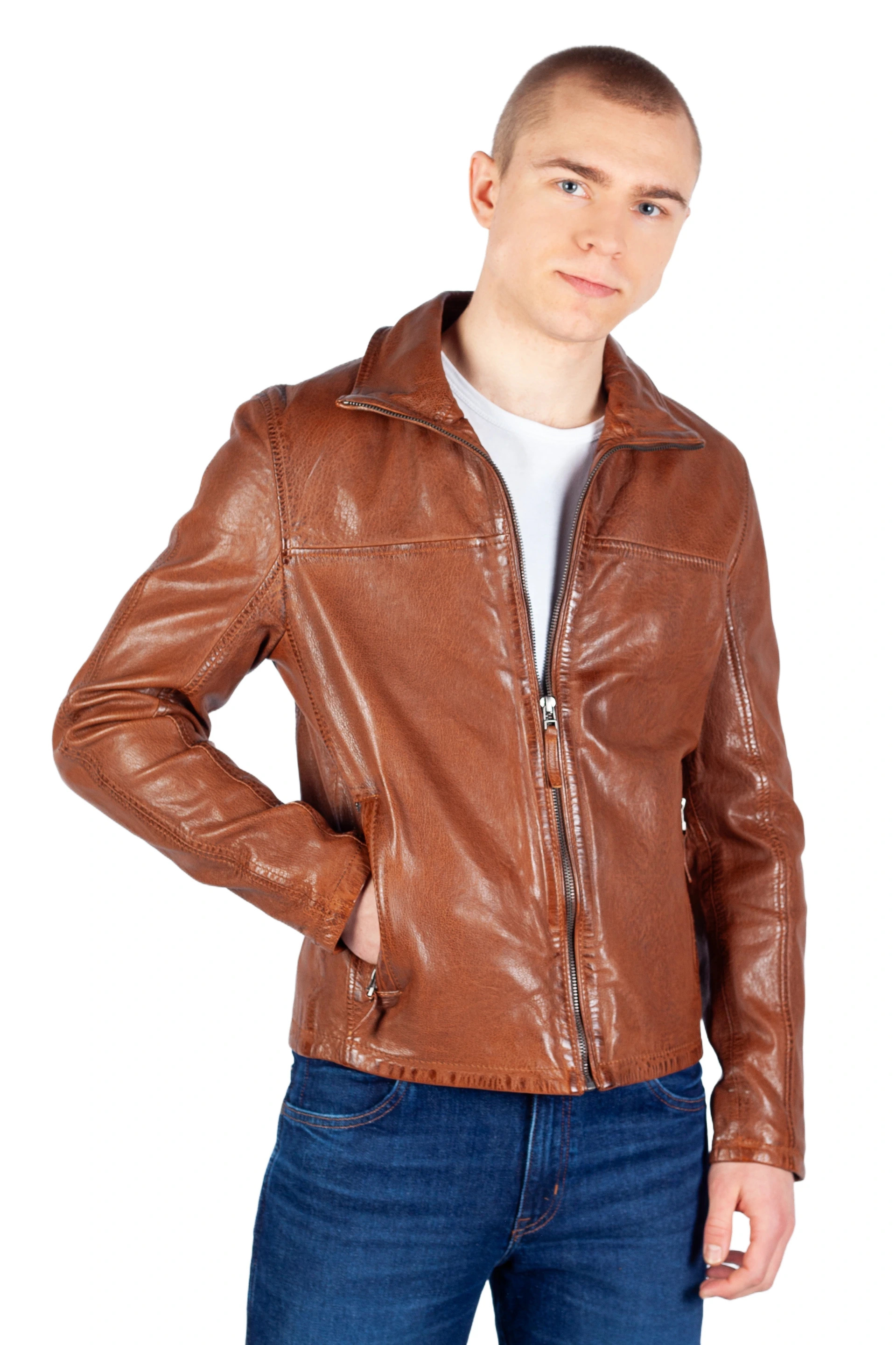 Leather jacket GIPSY 1201-0510-cognac