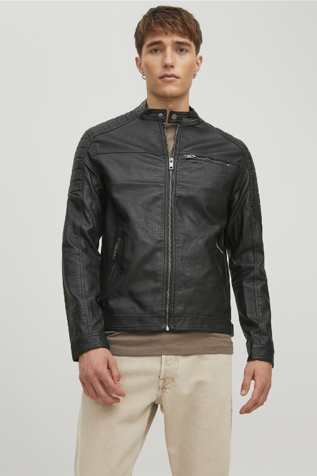 Leather jacket JACK & JONES 12182192-Black