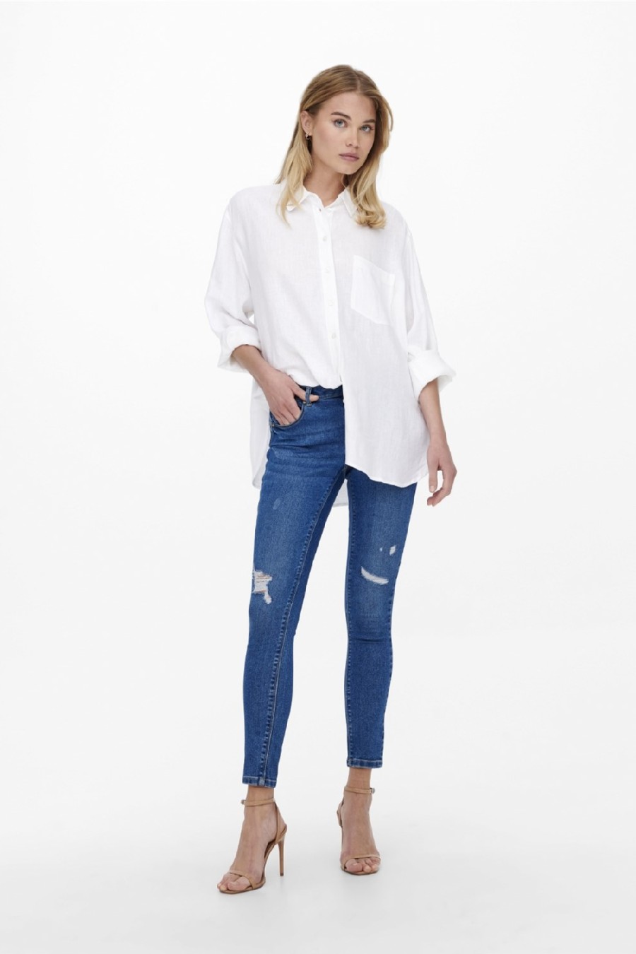 Long-sleeve shirt ONLY 15259585-Bright-White