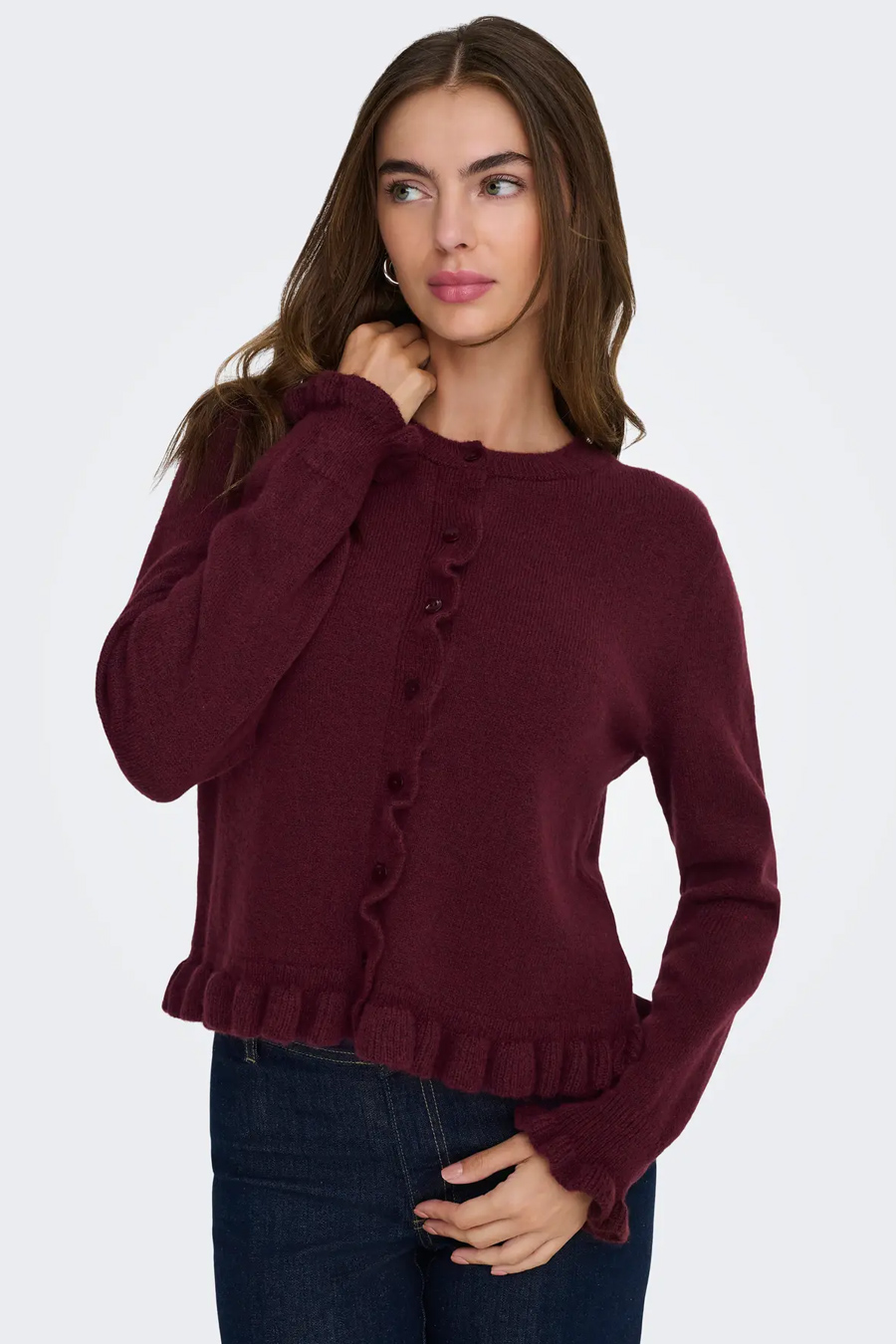 Cardigan JACQUELINE DE YONG 15363485-Maroon-Banner