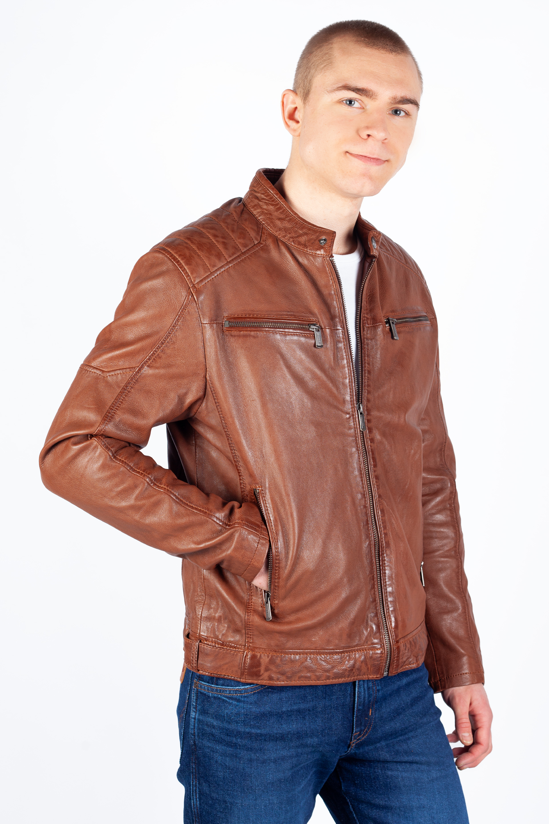 Leather jacket DEERCRAFT 3701-0126-cognac