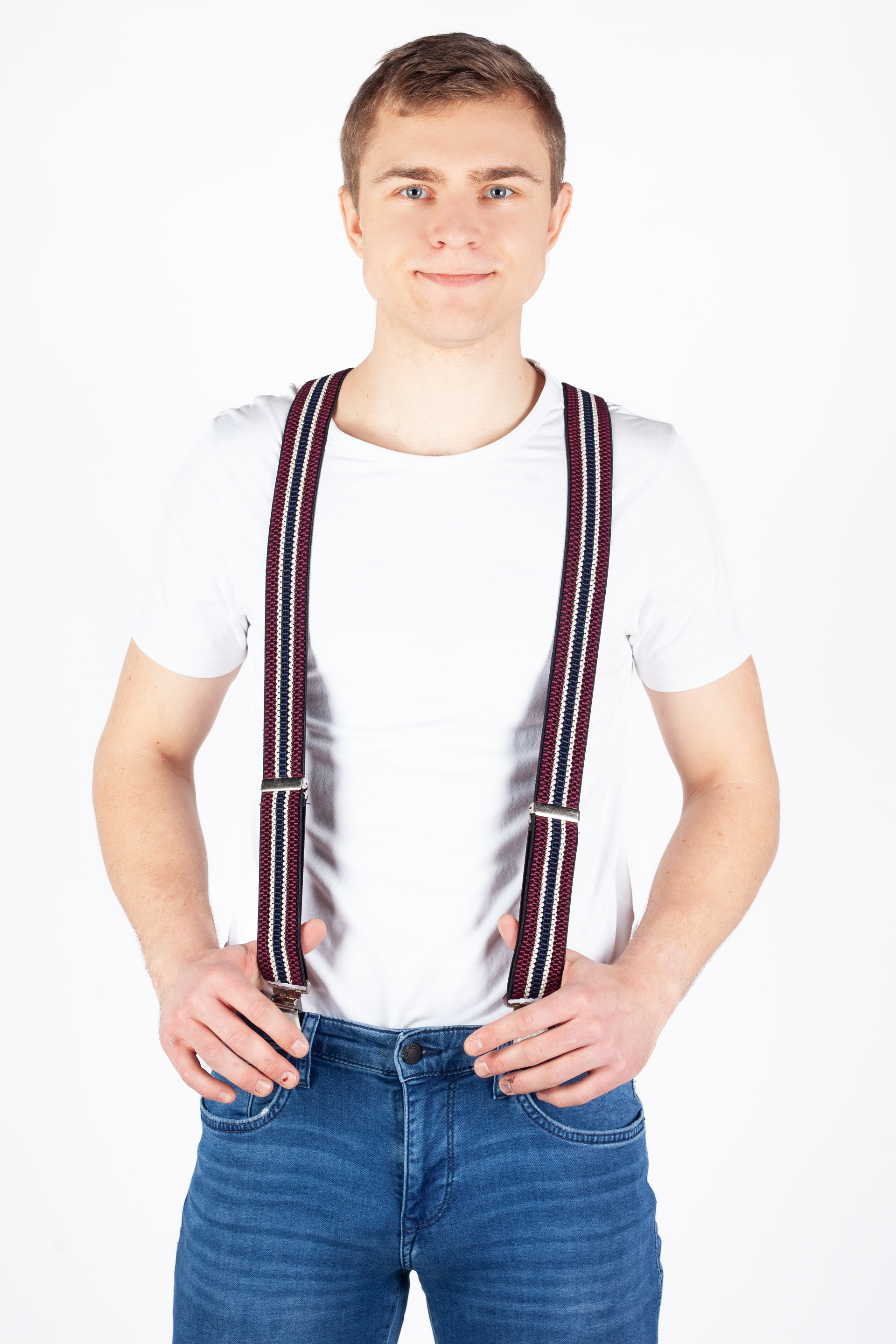 Suspenders X JEANS DMAX40-MIX-RED-GRAY