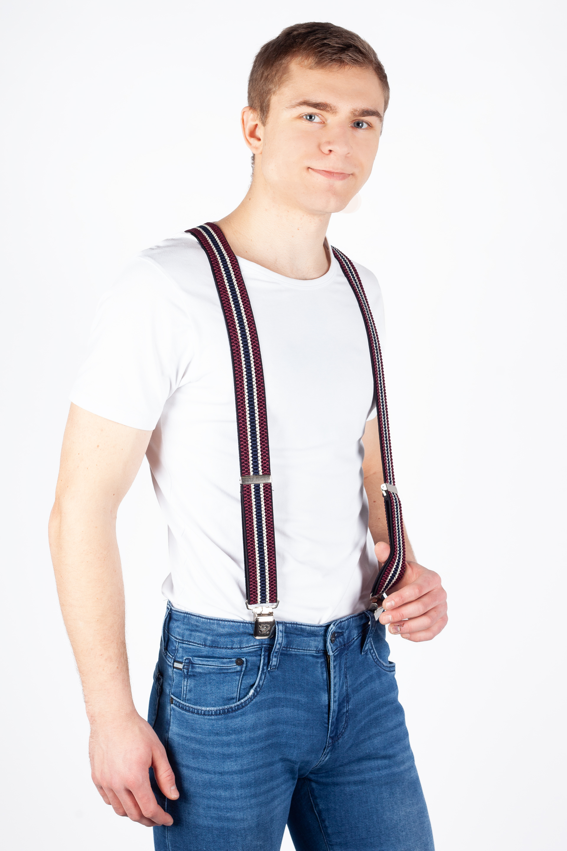 Suspenders X JEANS DMAX40-MIX-RED-GRAY