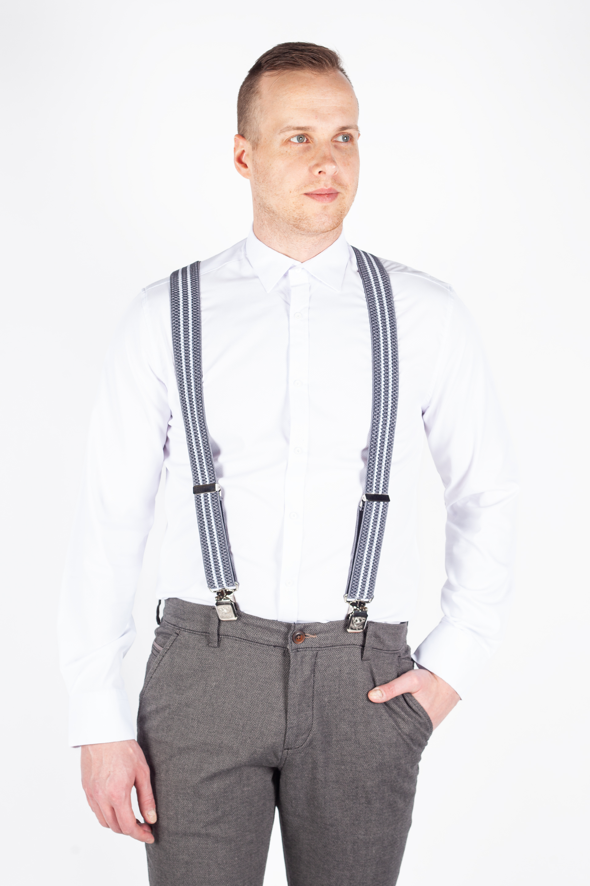 Suspenders X JEANS DYK40-008-MIX-LTGR-WHITE