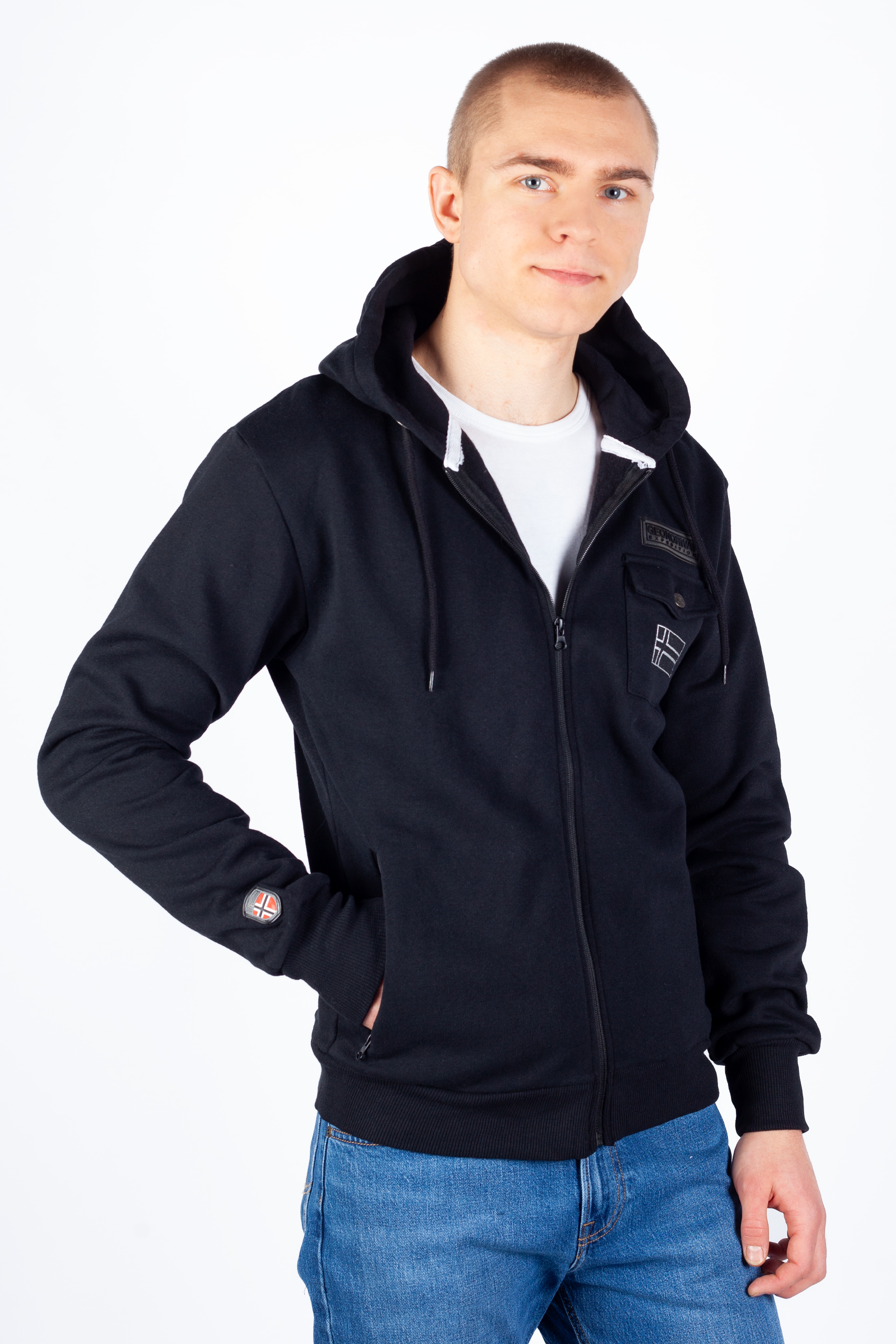 Zip up Hoodie GEOGRAPHICAL NORWAY GUESSY-Black