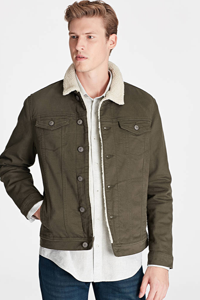 olive green denim jacket men