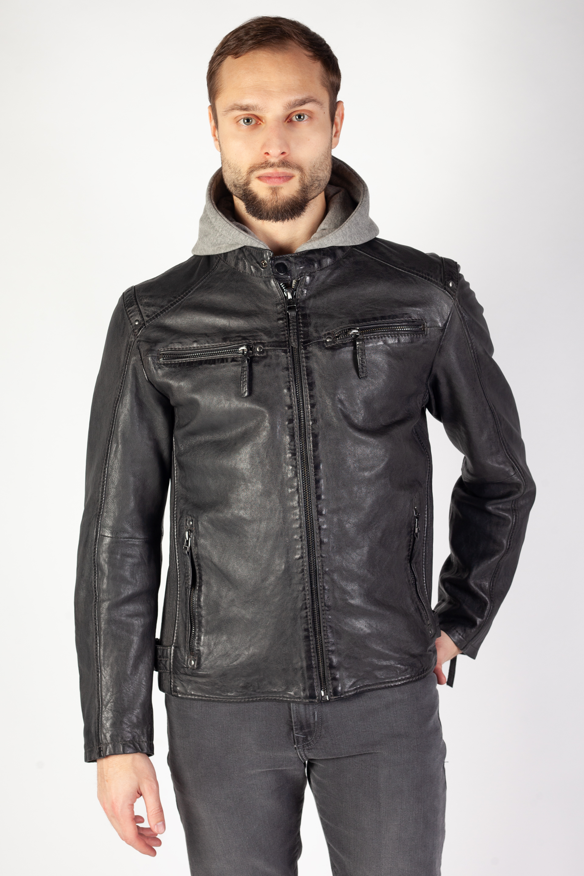 Leather jacket DEERCRAFT DMFavio-LARIV-anthra