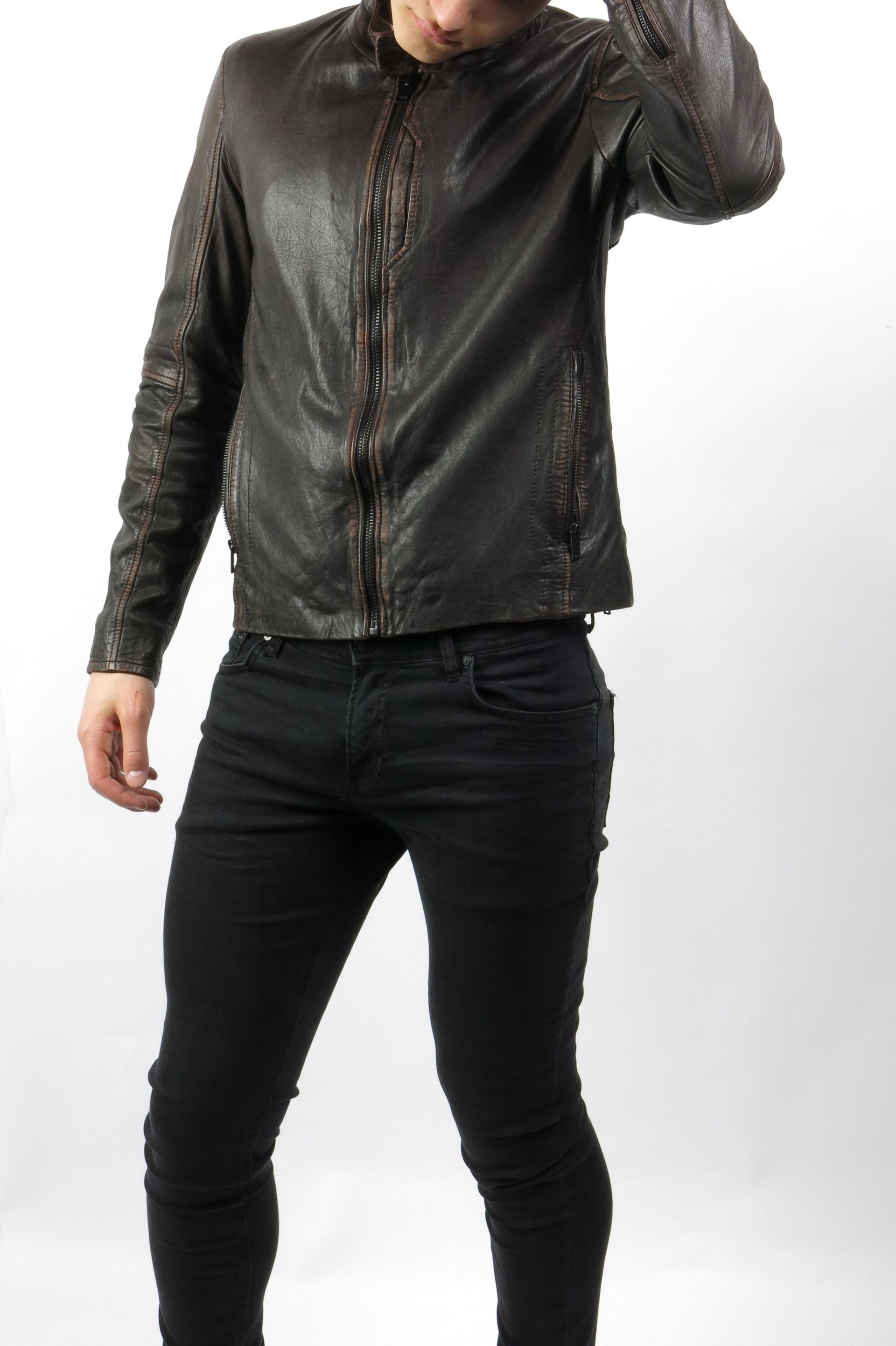 Leather jacket GIPSY G2BKrios-SF-NSALV-BROWN