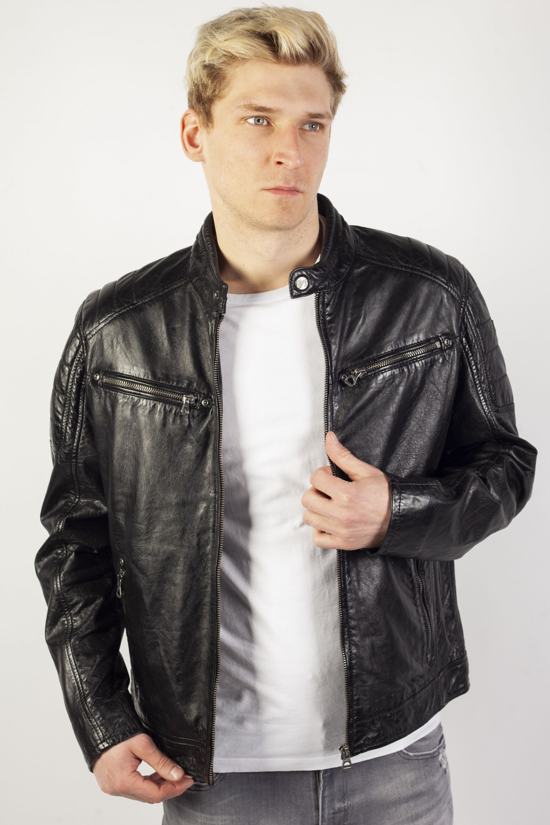 Leather jacket GIPSY GBDerry-LAORV-BIO-BLACK