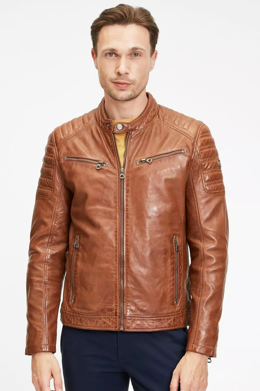 Leather jacket GIPSY GMChesto-LAORV-cognac