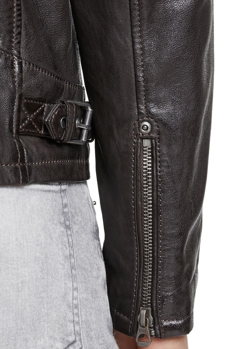 Leather jacket GIPSY Rylo-LAKEV-BIO-DARK-BROW