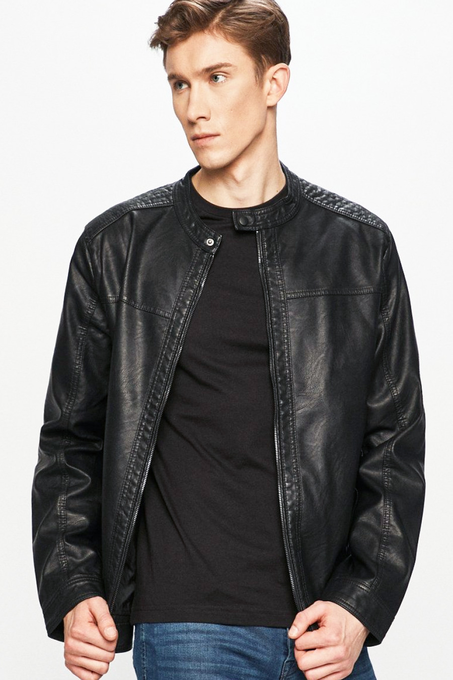 Leather jacket JACK & JONES 12182461-BLACK