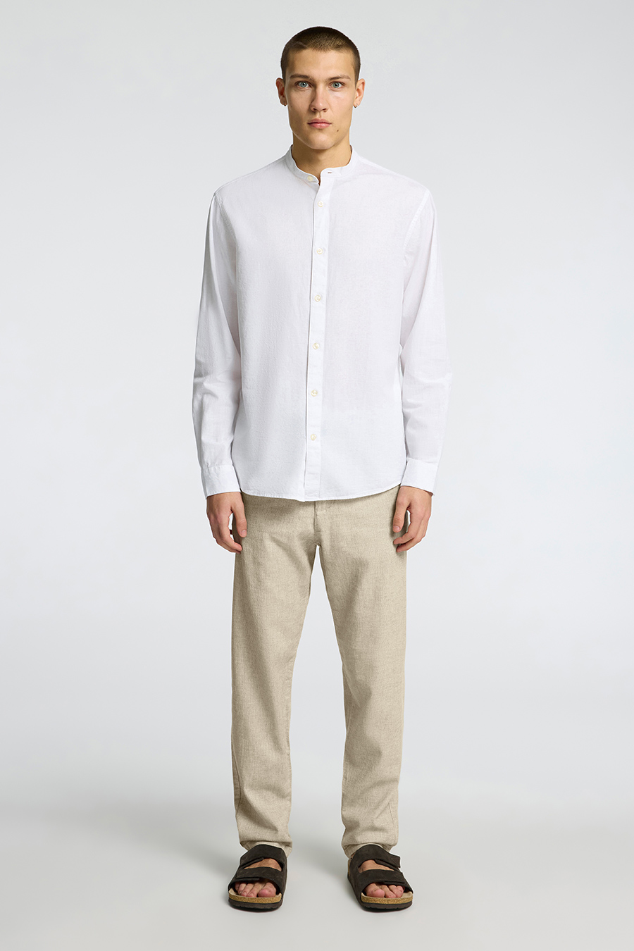 Linen trousers SELECTED 16087636-Vetiver