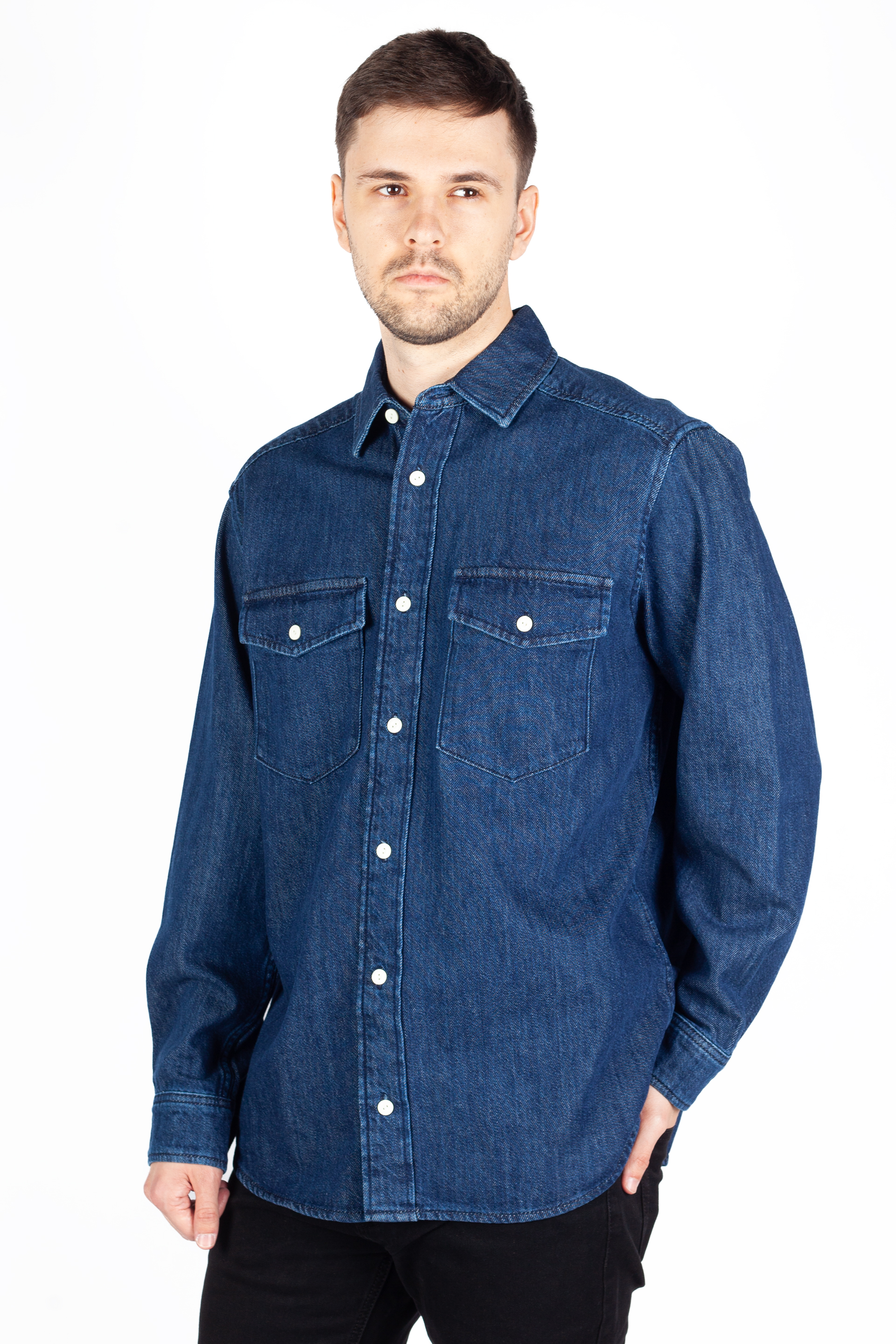 Denim shirt JACK & JONES 12275137-Dark-Denim