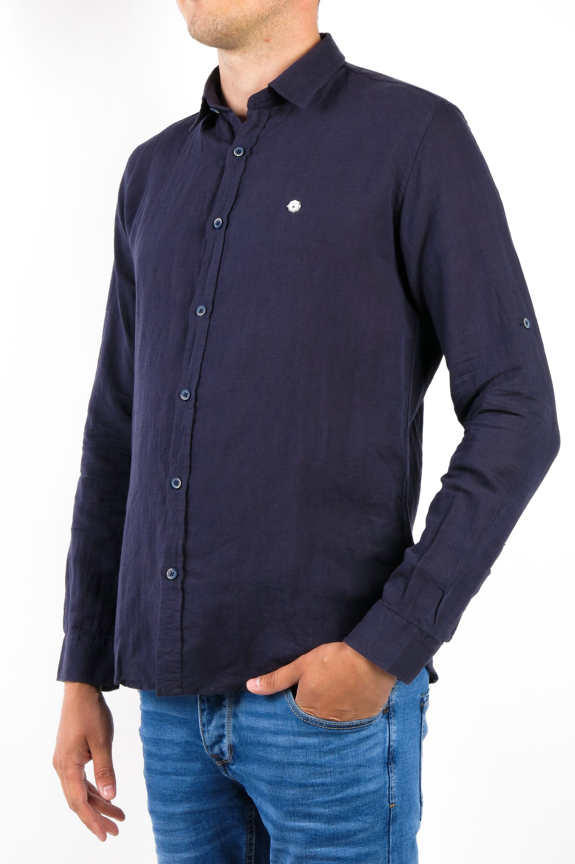 Linen shirt MCL 25915-LACIVERT