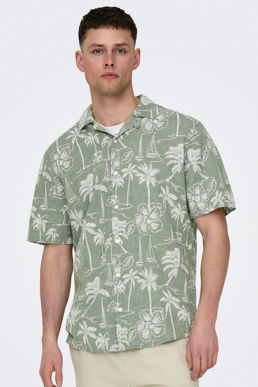 Linen shirt ONLY & SONS 22028423-Swamp