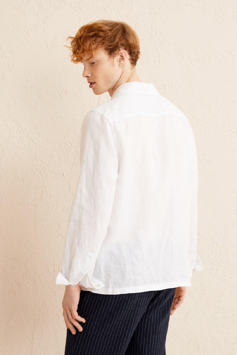 Linen shirt XINT 190495-BEYAZ