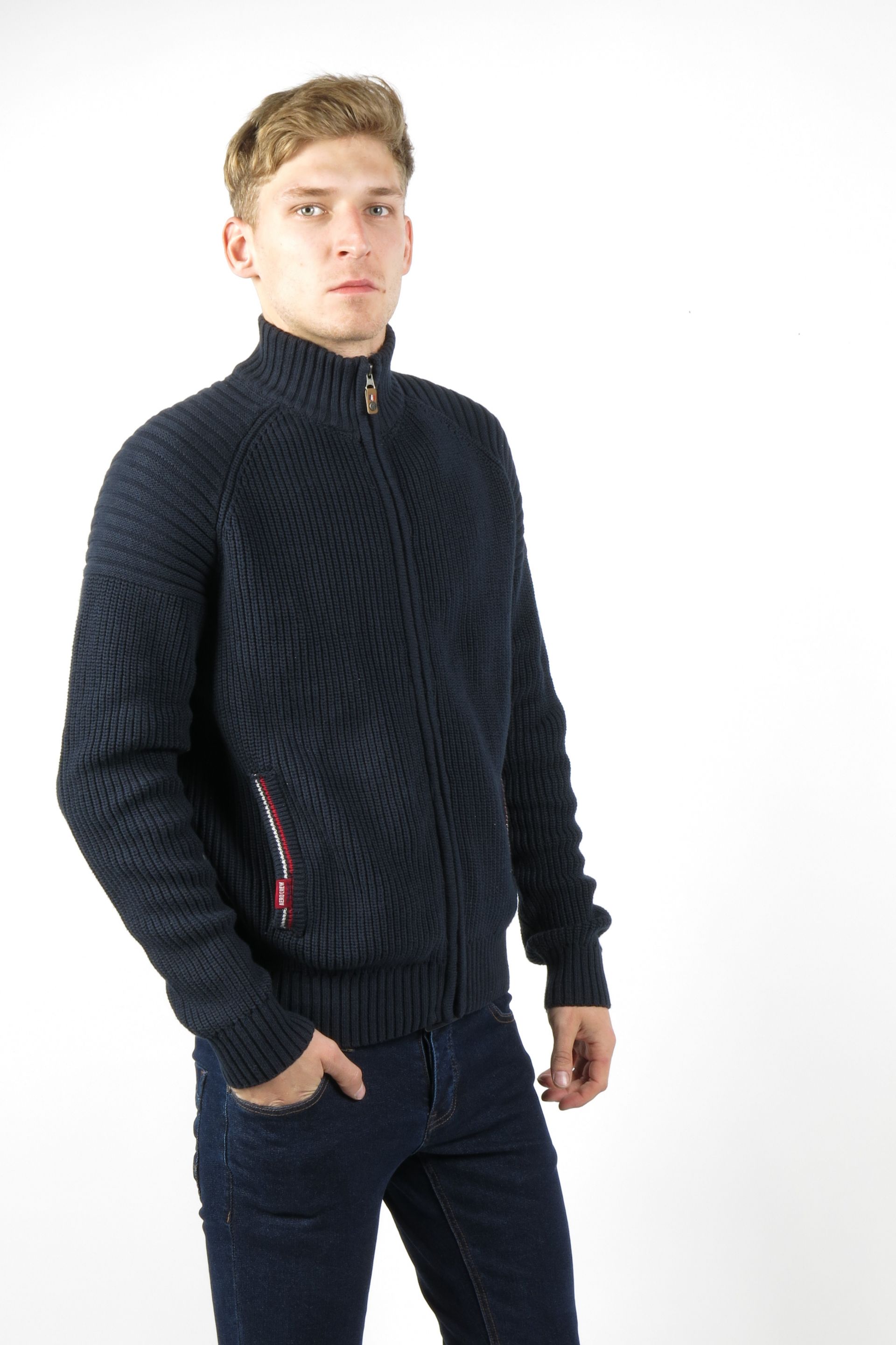 Sweater with zip AERONAUTICAL BOARDING-ARMY-BLUE
