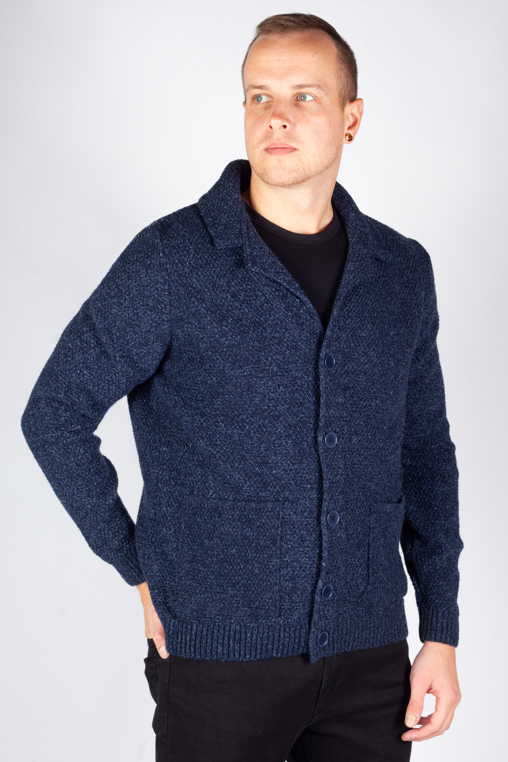 Sweater with zip MCL 33614-LACIVERT-MELANJ