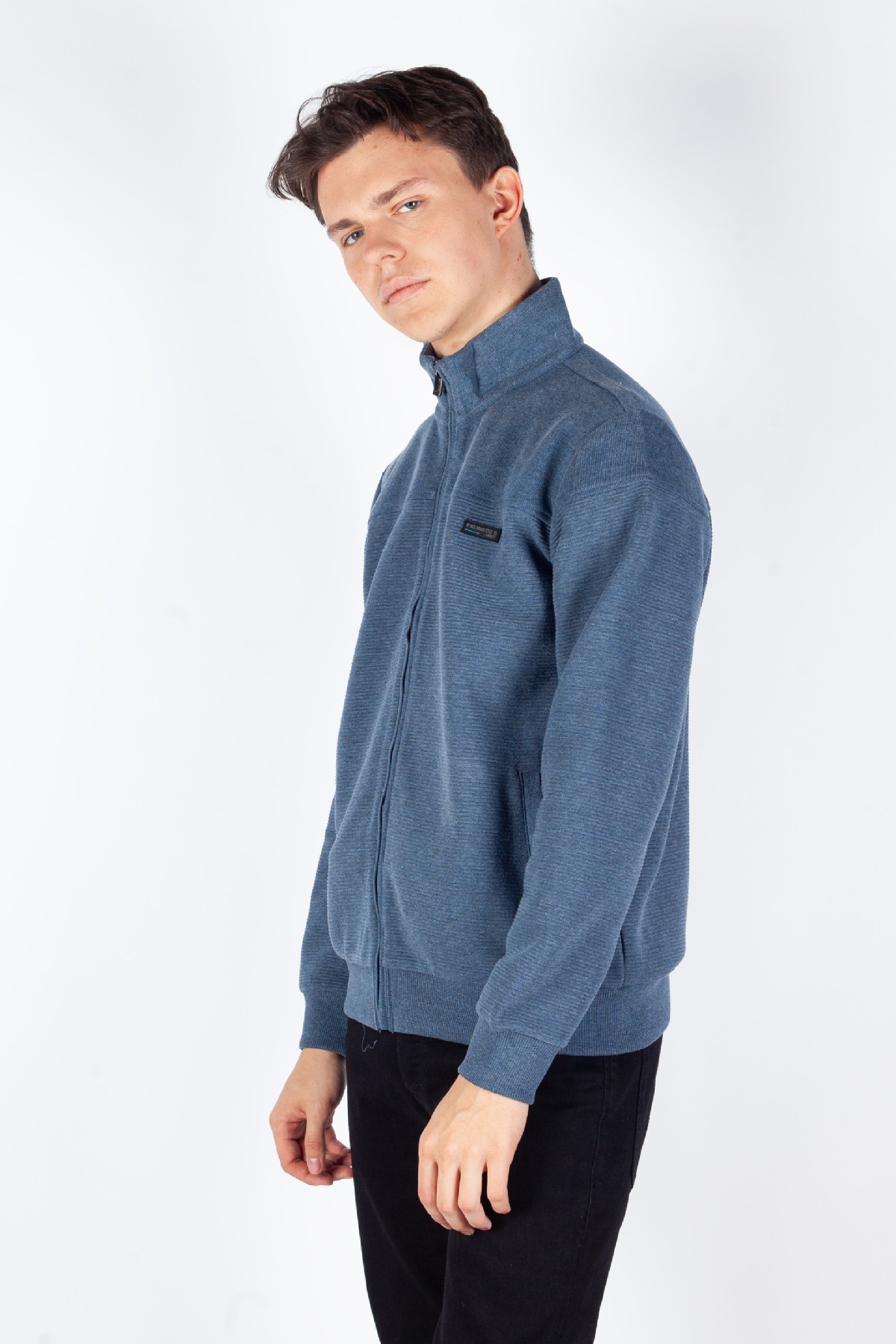 Sweater with zip MCL 40352-INDIGO-MELANJ