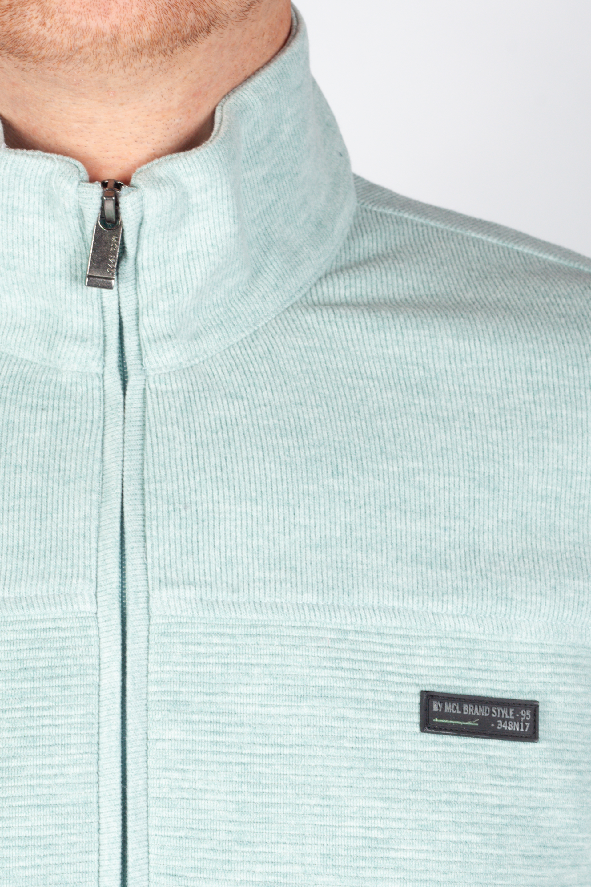 Sweater with zip MCL 40352-MINT-MELANJ