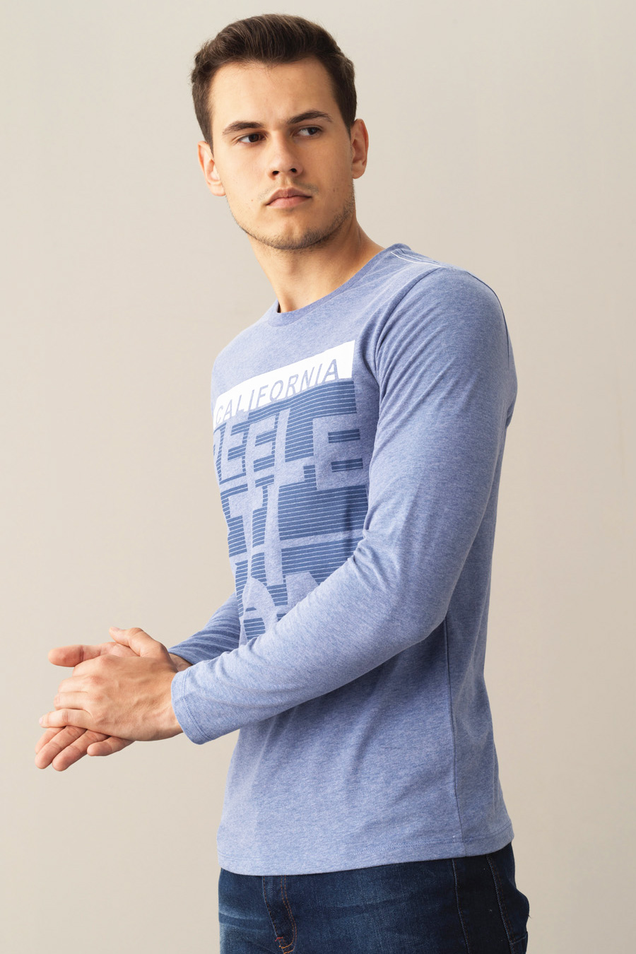 Long-sleeve T-shirt MCL 35824-BLUE-MELANJ