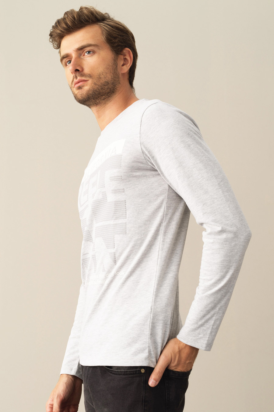 Long-sleeve T-shirt MCL 35824-GRI-MELANJ