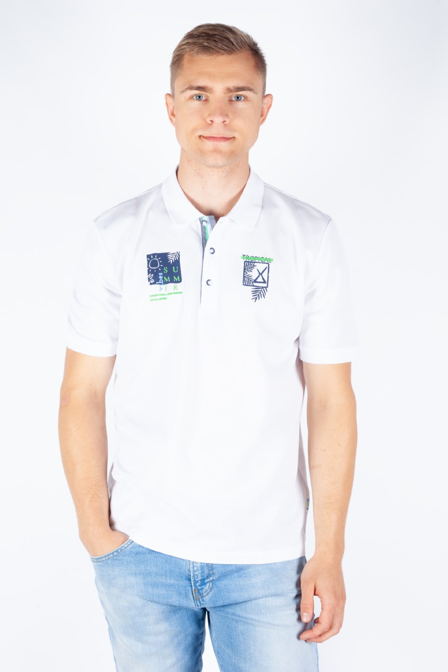 Polo shirt XINT 502136-BEYAZ