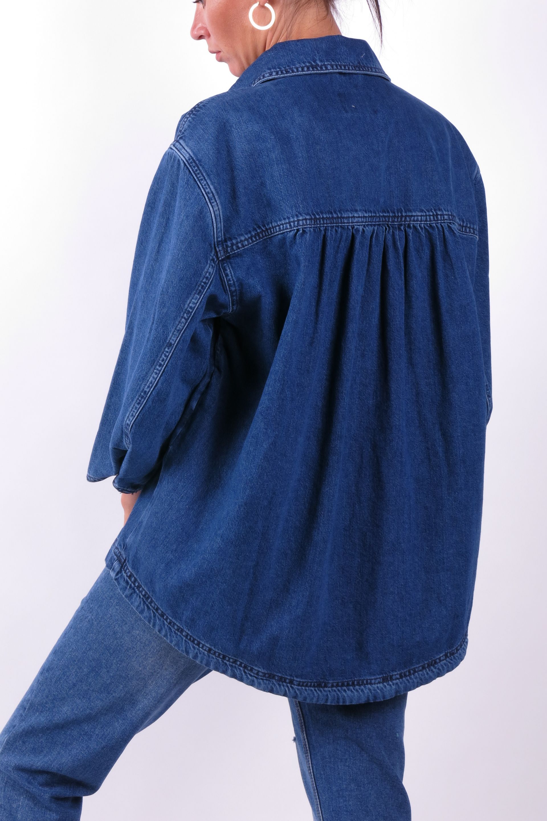 frill shoulder denim jacket