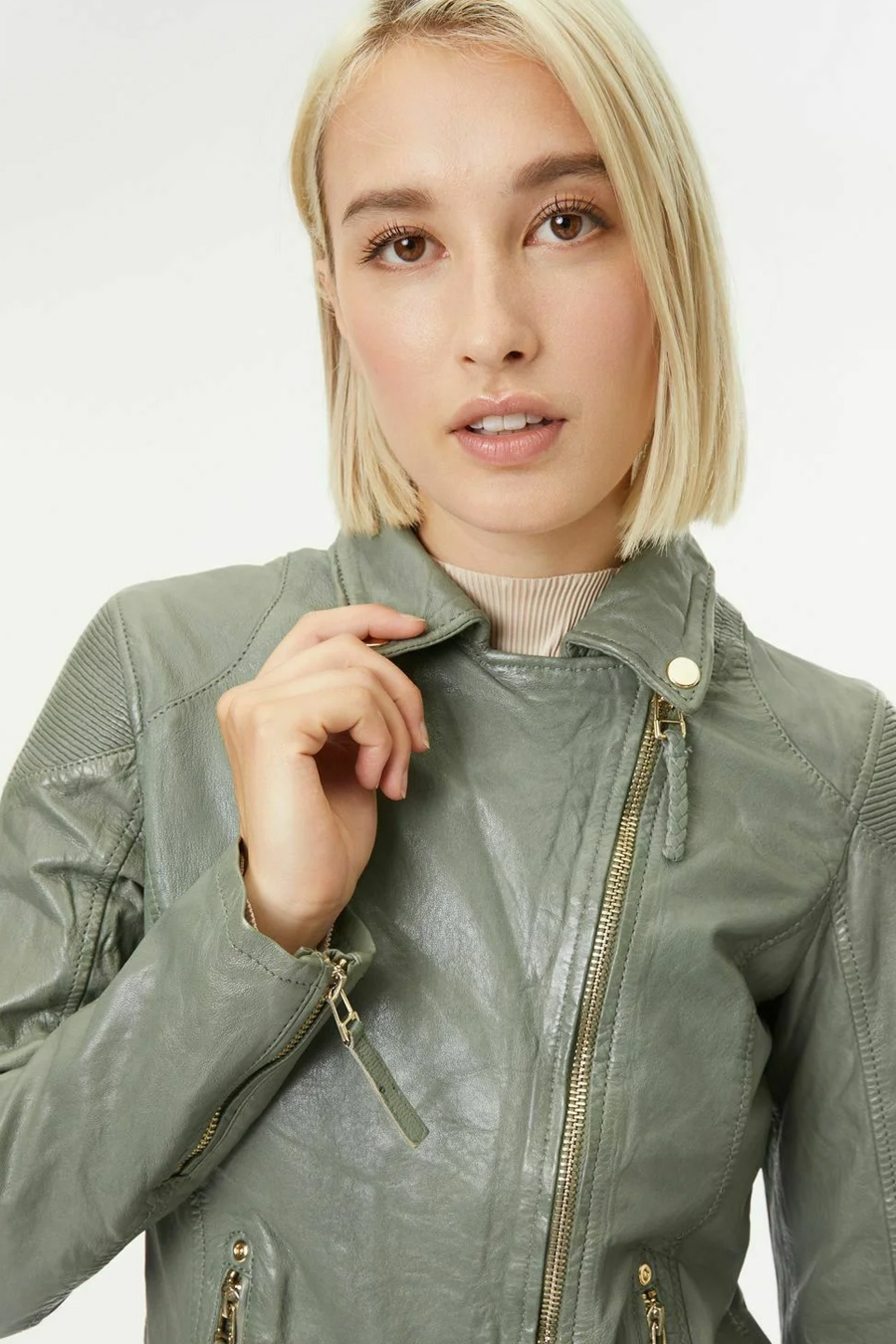 Leather jacket GIPSY 1101-0536-sage