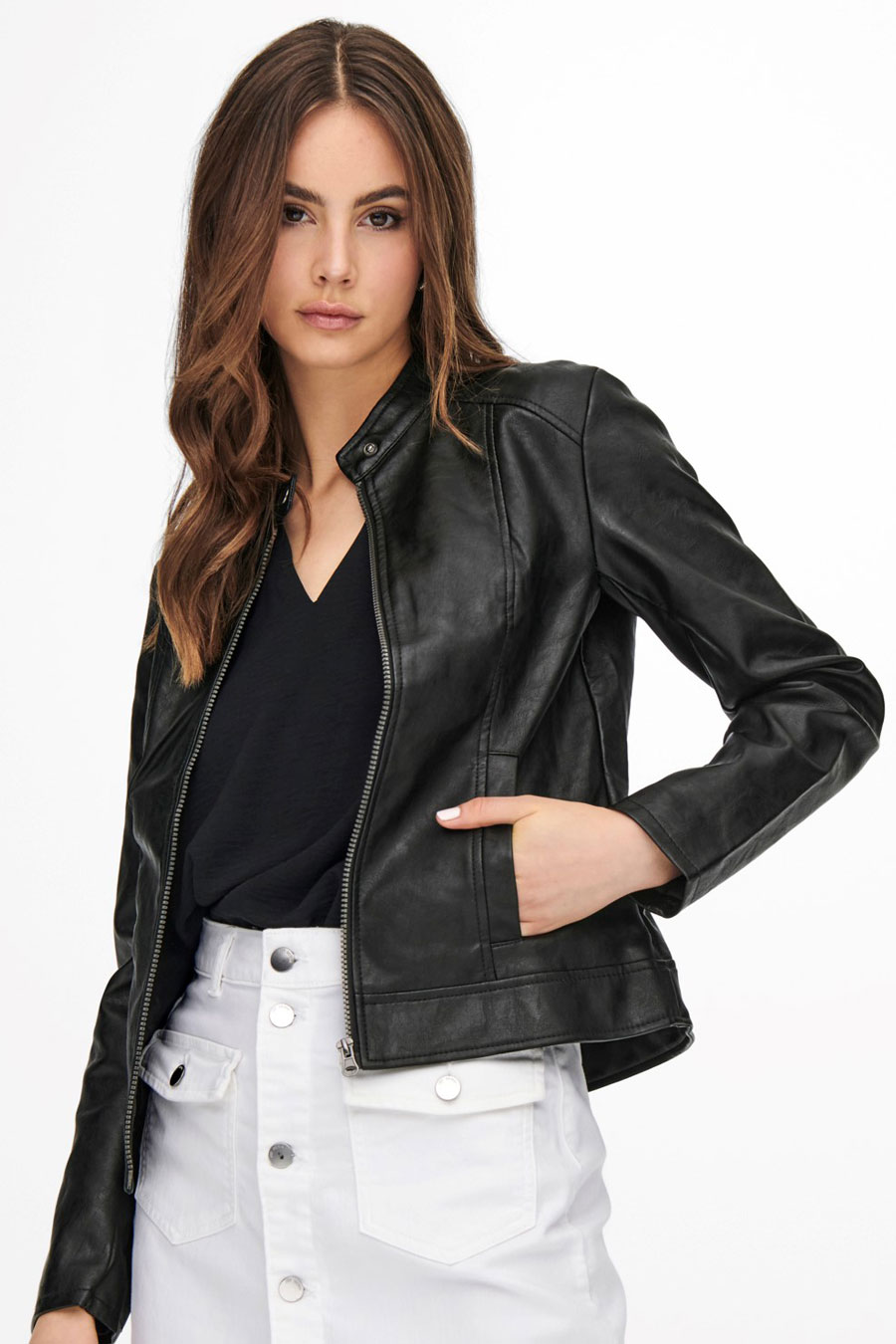 Leather jacket JACQUELINE DE YONG 15241382-Black
