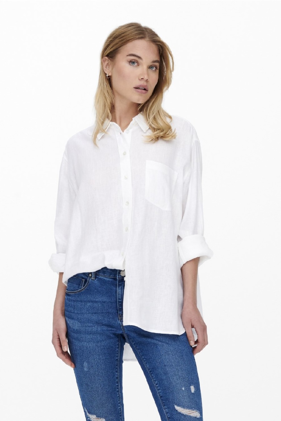 Long-sleeve shirt ONLY 15259585-Bright-White