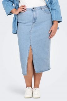 Denim skirt ONLY CARMAKOMA 15324767-Light-Blue