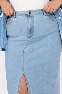 Denim skirt ONLY CARMAKOMA 15324767-Light-Blue
