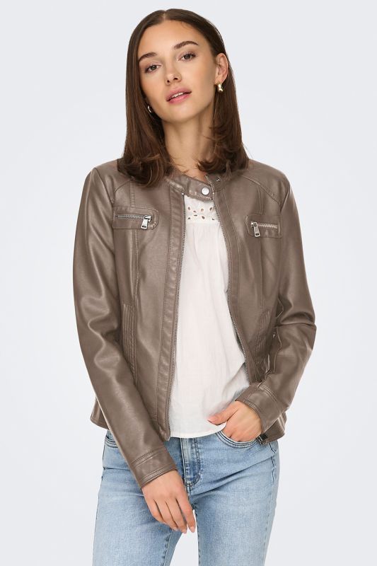 Leather jacket ONLY 15081400-Walnut