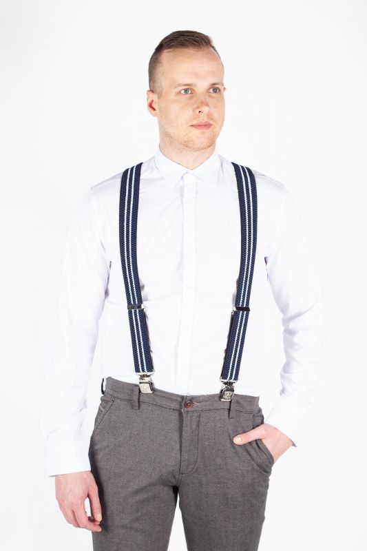 Suspenders X JEANS DYK40-061-MIX-NAVY-WHITE