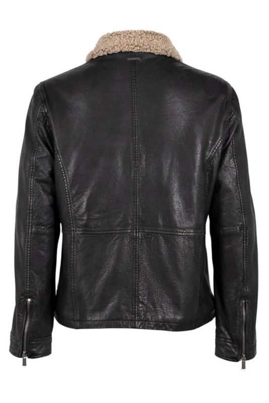 Leather jacket DEERCRAFT 3701-0144-black-beige