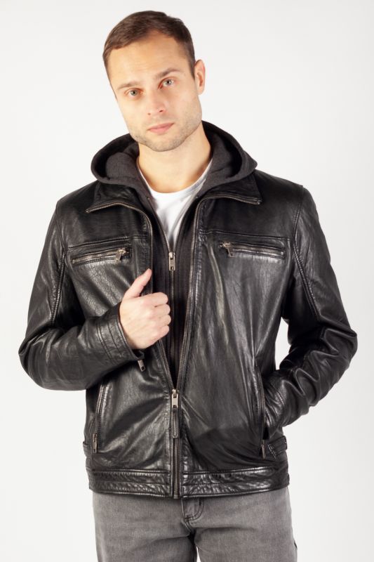 Leather jacket DEERCRAFT DMBartho-LAOV-black