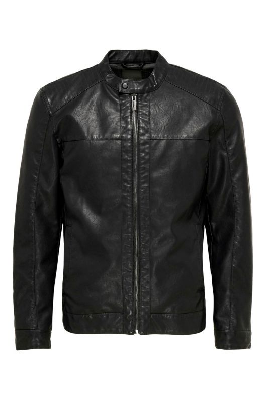 Leather jacket ONLY & SONS 22012339-BLACK