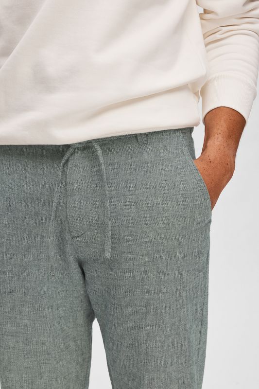 Linen trousers SELECTED 16087636-Sky-Captain