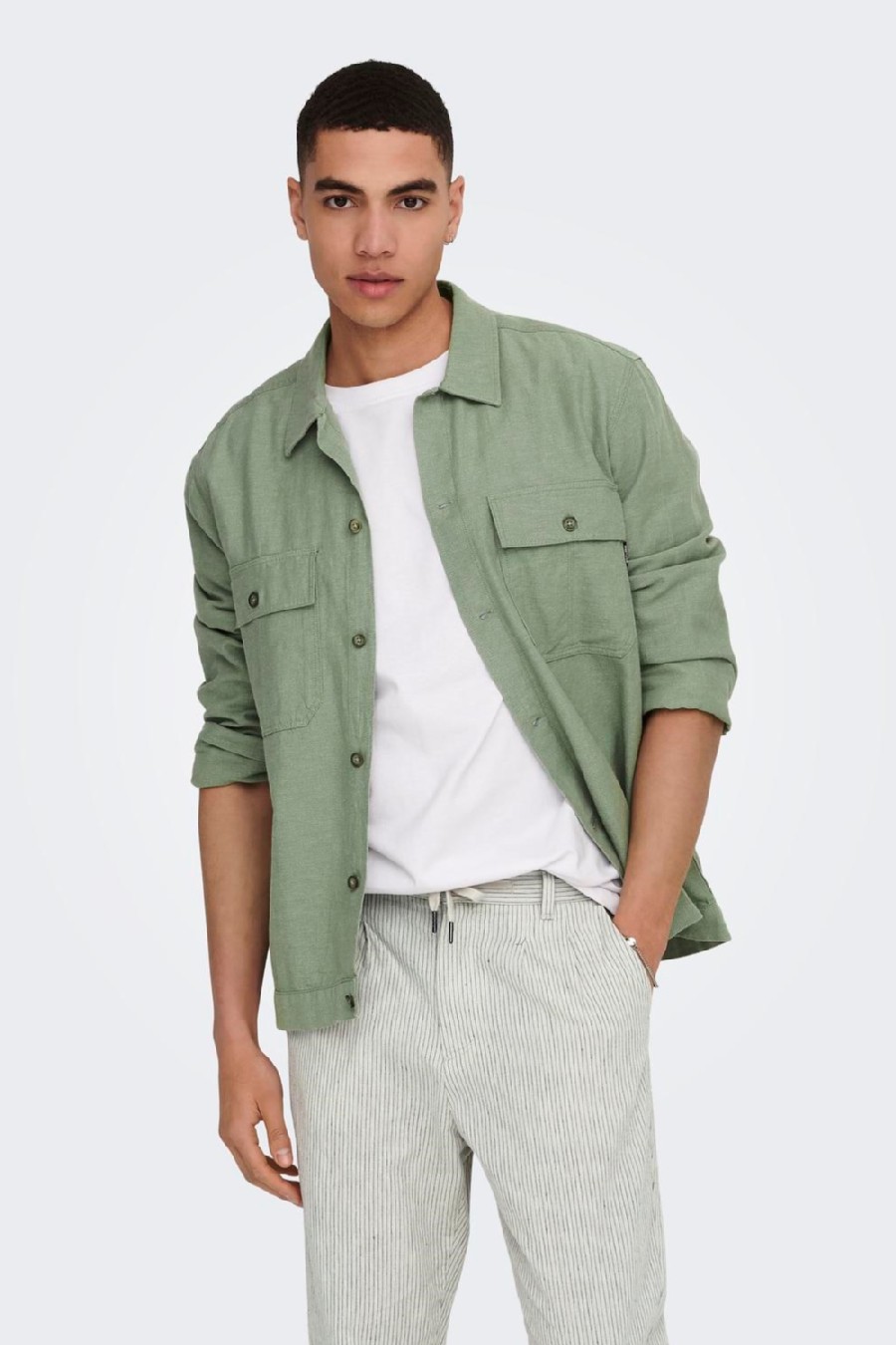 Pellava paita ONLY & SONS 22019758-Swamp