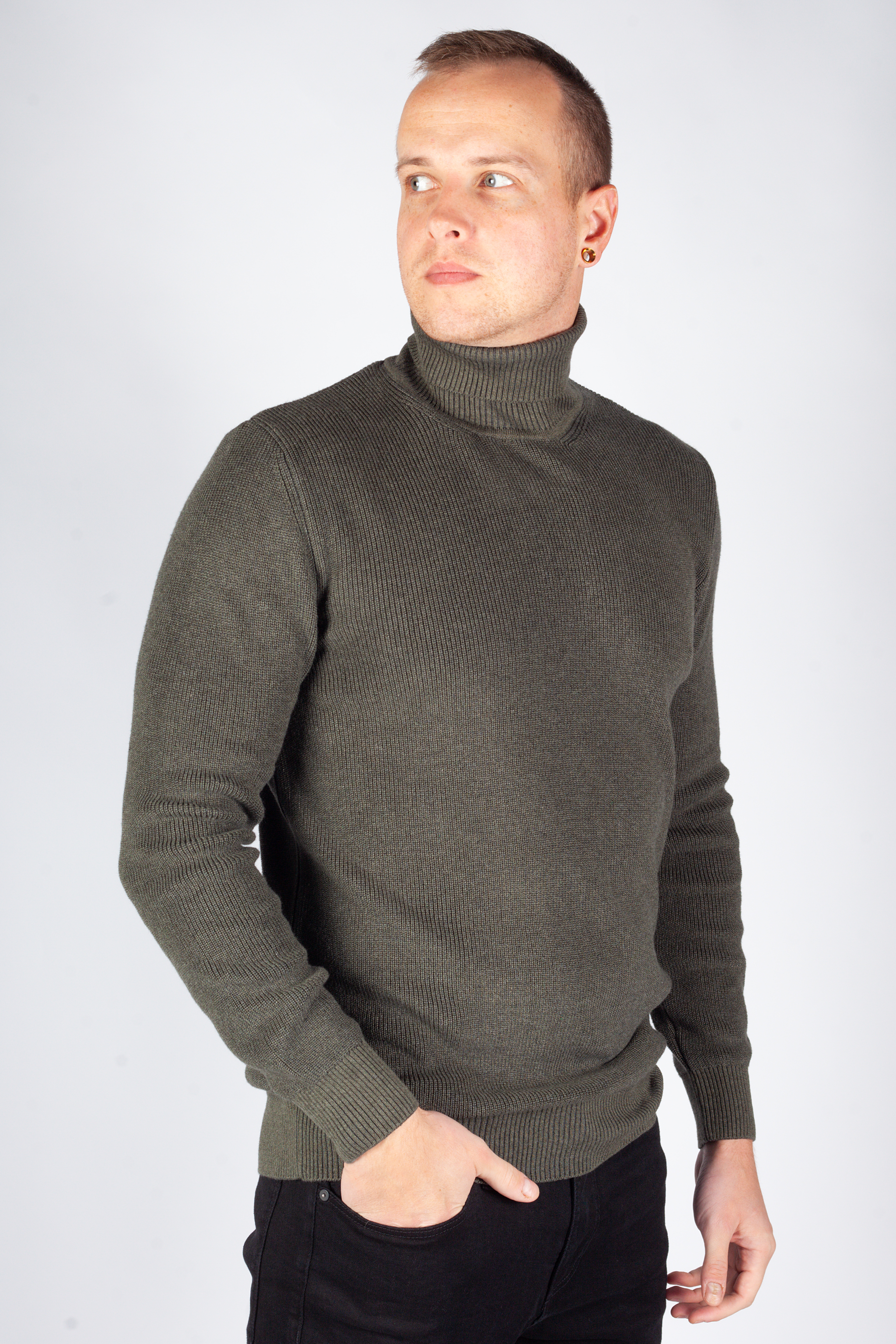 Korkea kaulus villapaita MCL 33811-HAKI-MELANJ