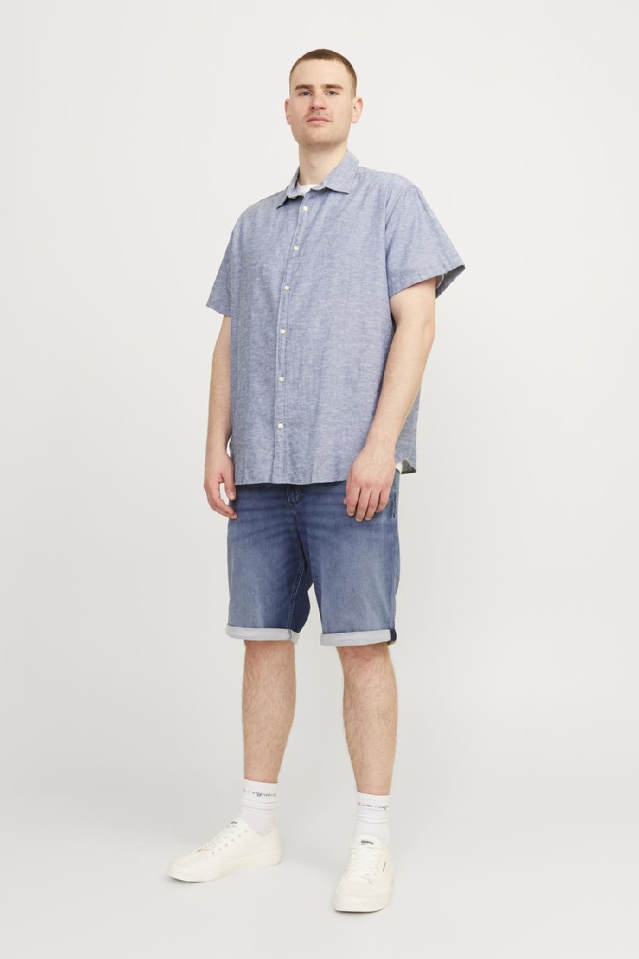 Lininiai marškiniai JACK & JONES 12253721-Faded-Denim