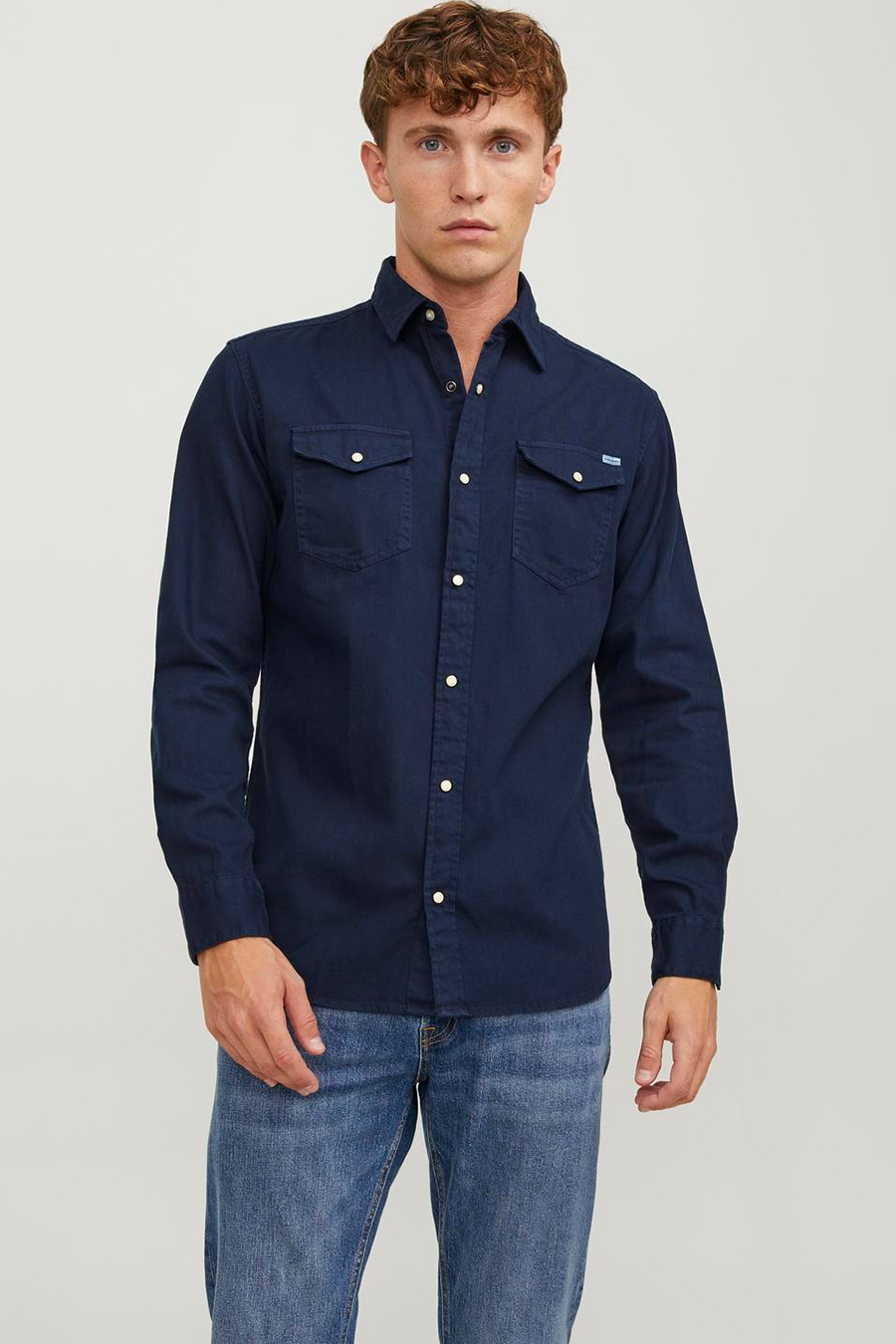 Džinsiniai marškiniai JACK & JONES 12138115-Dark-Navy