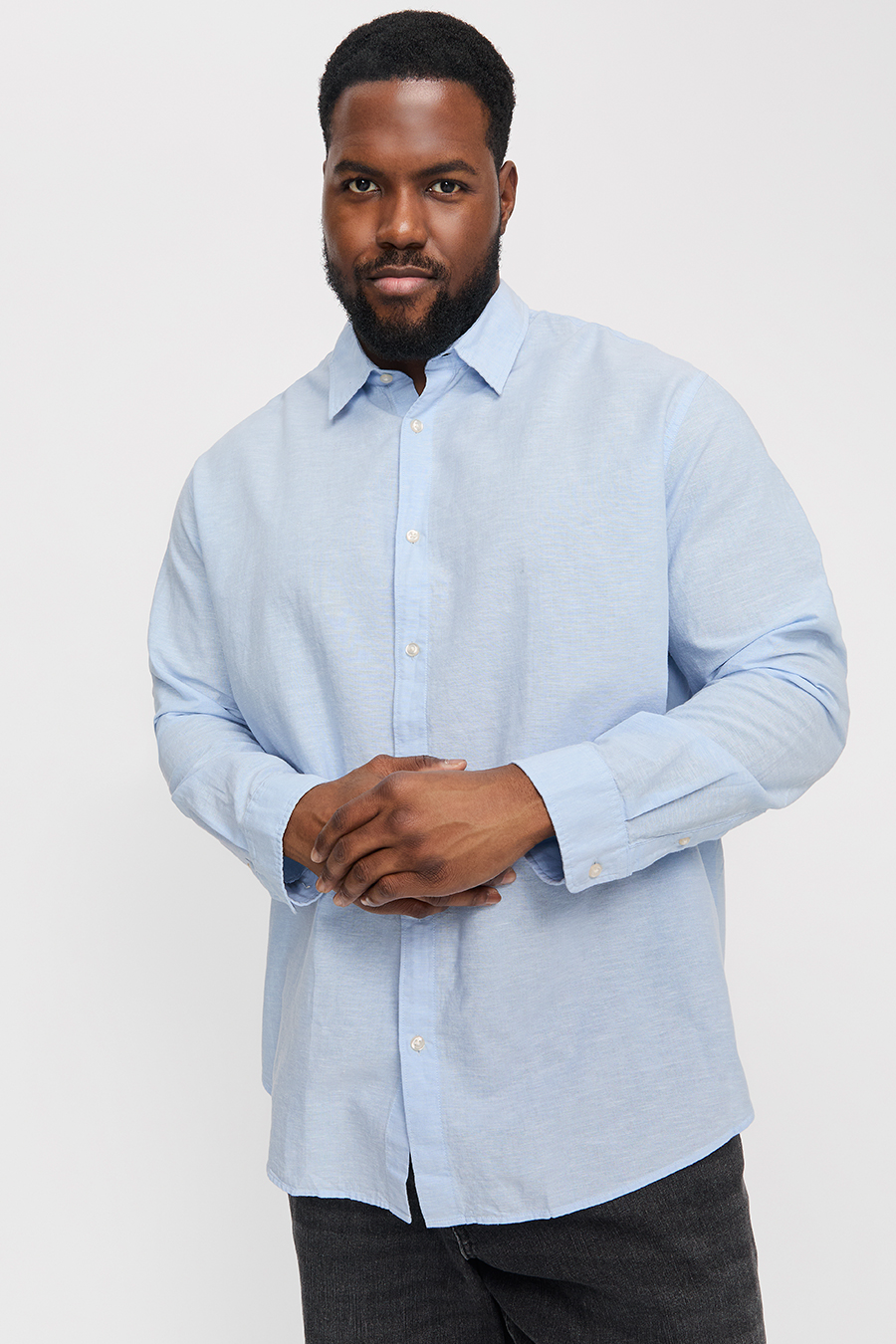 Lininiai marškiniai JACK & JONES 12269089-Chambray-Blue
